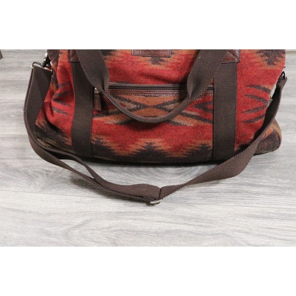 RARE PENDLETON Southwestern Aztec Blanket Wool Duffle Weekender Bag Wheels - Picture 6 of 16